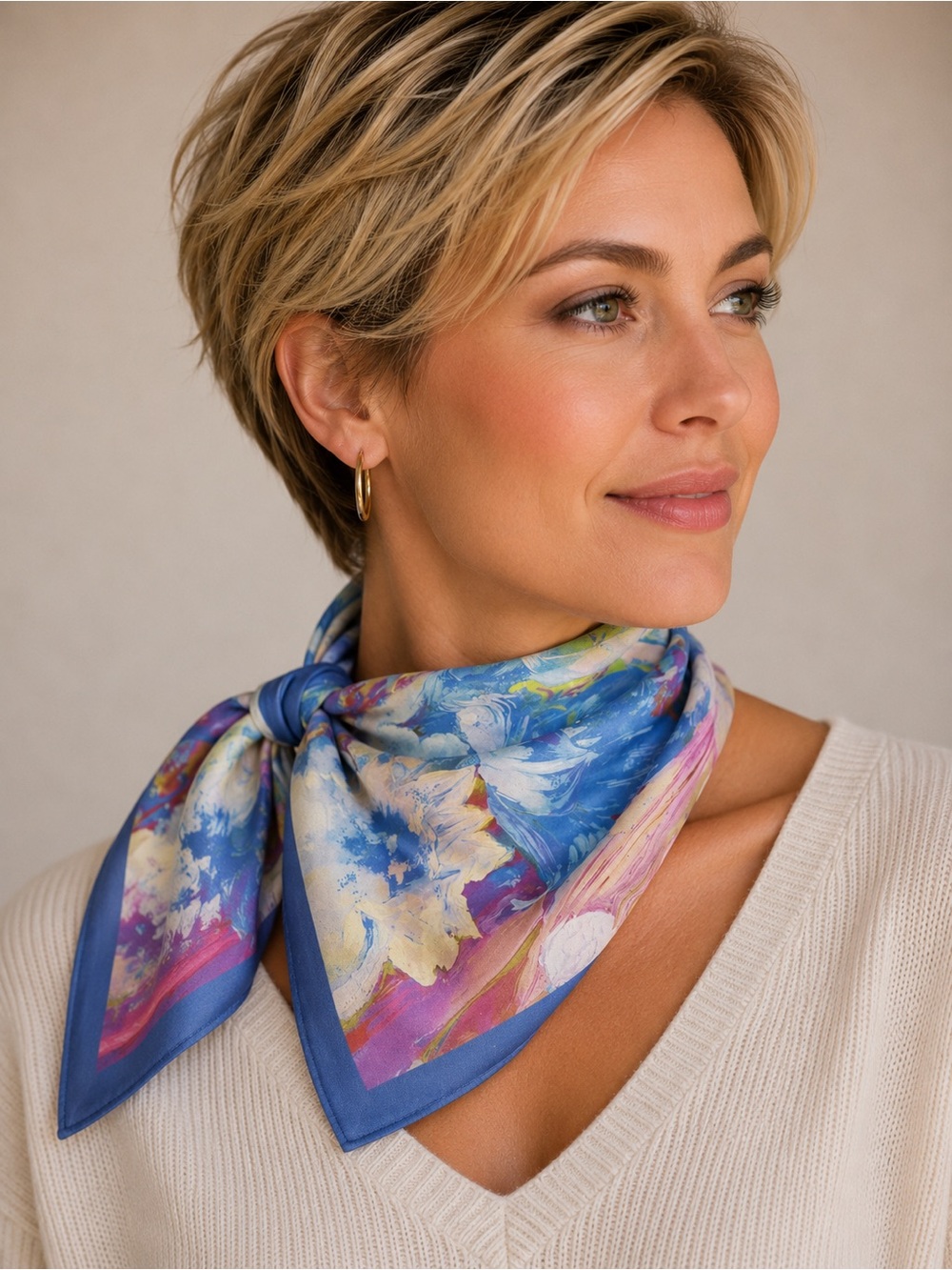 🆕❤️Elegant Blue Floral NeckScarf for Women